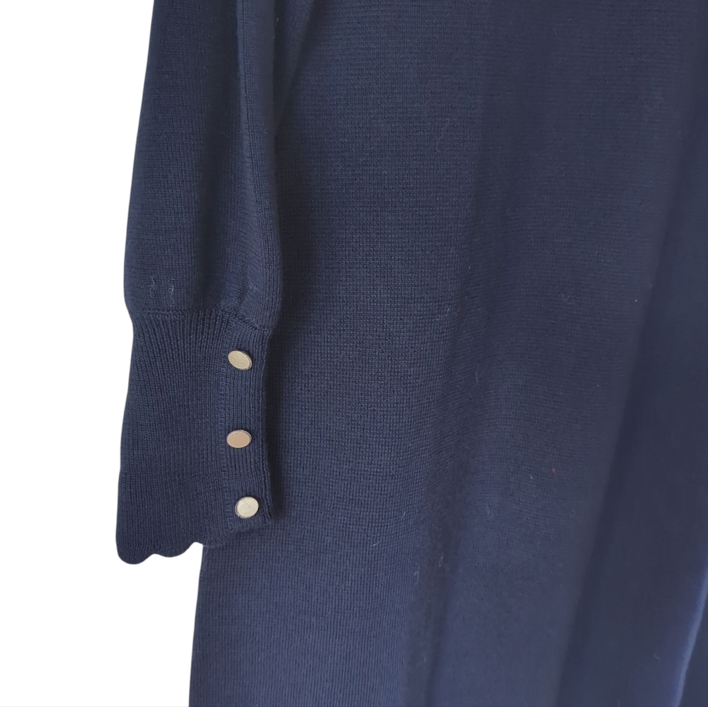 NWOT Talbots Soft Merino Wool V-Neck Knit Sweater Dress MEDIUM Blue - Picture 6 of 13